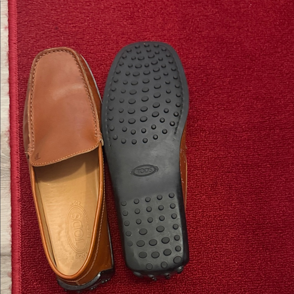 Tod's Tan Leather Slip-On Loafers